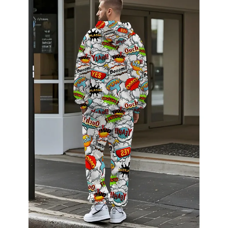 2025 New Trend Anime Pattern 3D Printed Hoodie Sports Pants Set Street Fashion Street Style Enthusiasts