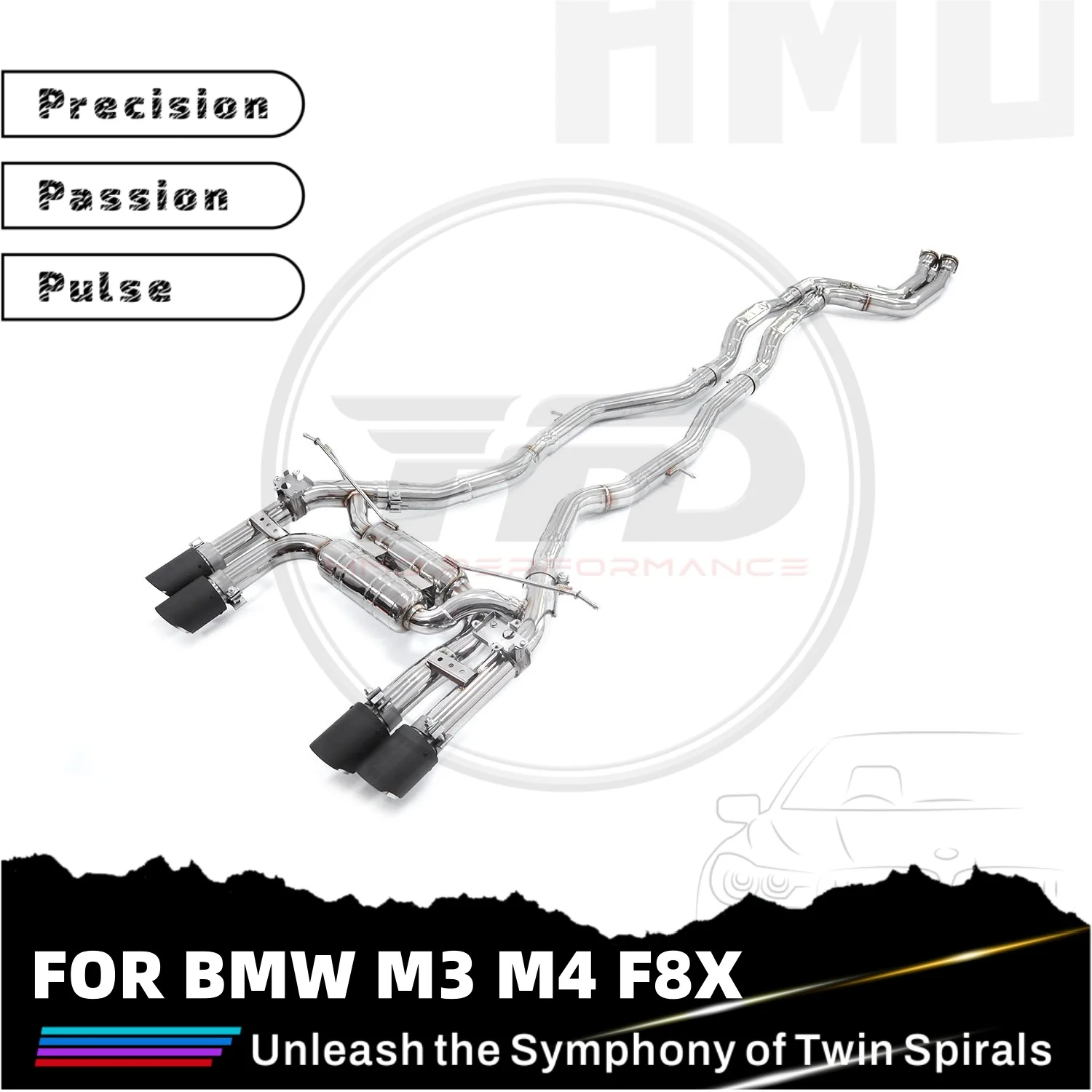 

HMD for BMW M3M4 F8X stainless steel catback double drum with valve muffler