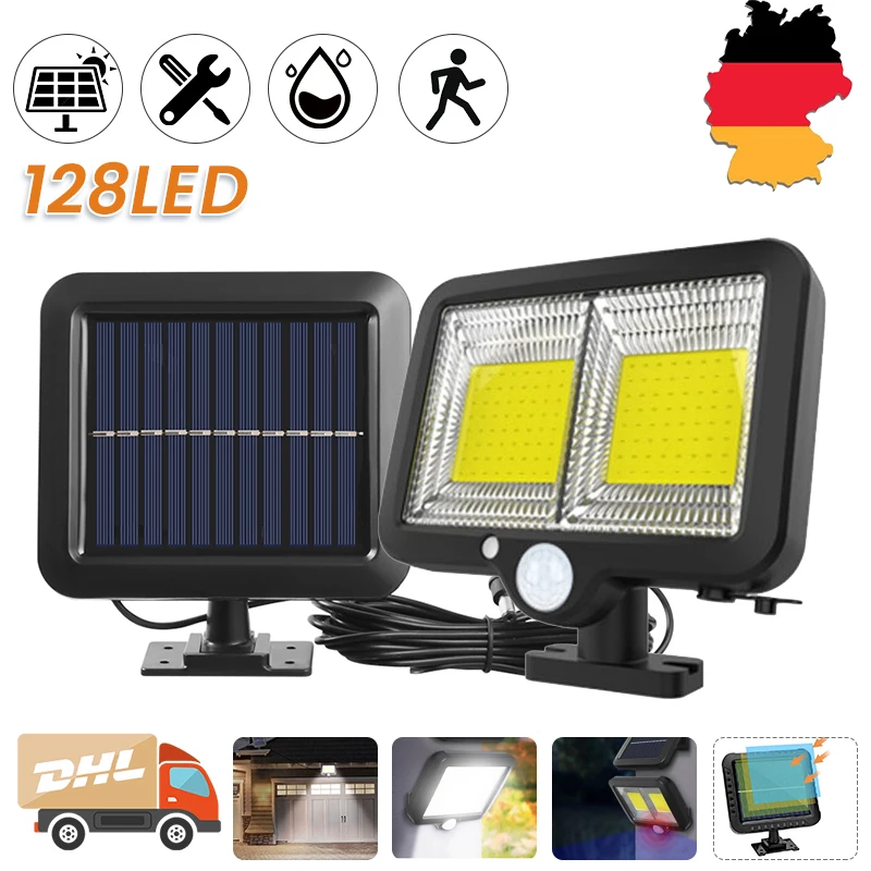 Luci solari per esterni 108LED 1200mAh Luci di inondazione solari Angolo regolabile Alimentato Faretto Lampada da parete Lampada solare Illuminazione