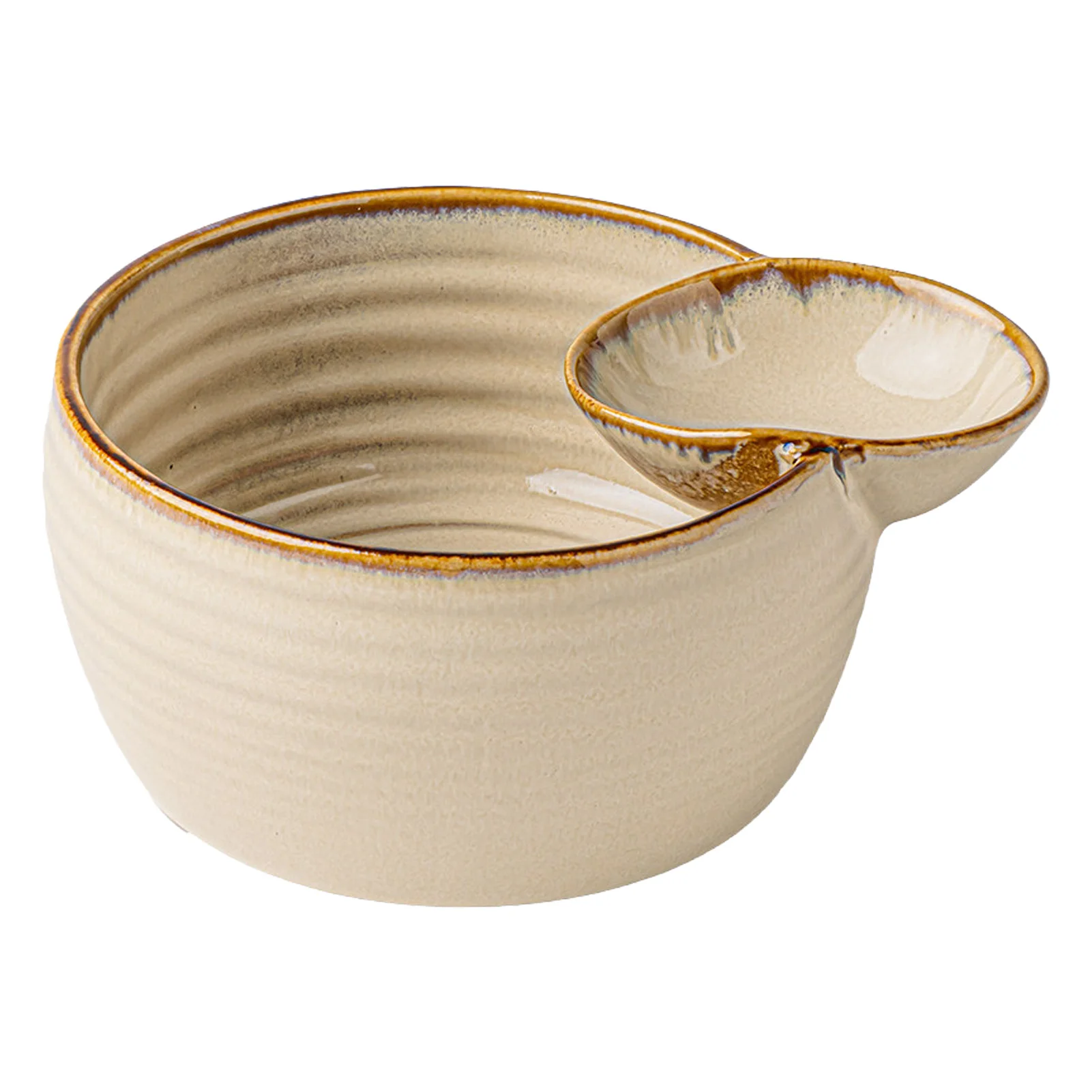 Divided Ceramic Bowl with Dipping Dish 1 Pack High-Fired Ceramic Compartment Serving Bowl One Size for Dumplings Salad Fries