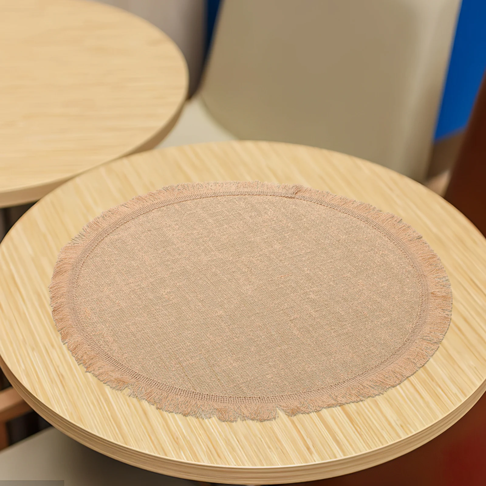 8 قطعة المفارش طاولة الطعام ريفي الجوت الجولة 37 سنتيمتر الدانتيل تقليم الخيش الجدول الحصير للمطبخ حفلة تان المفارش