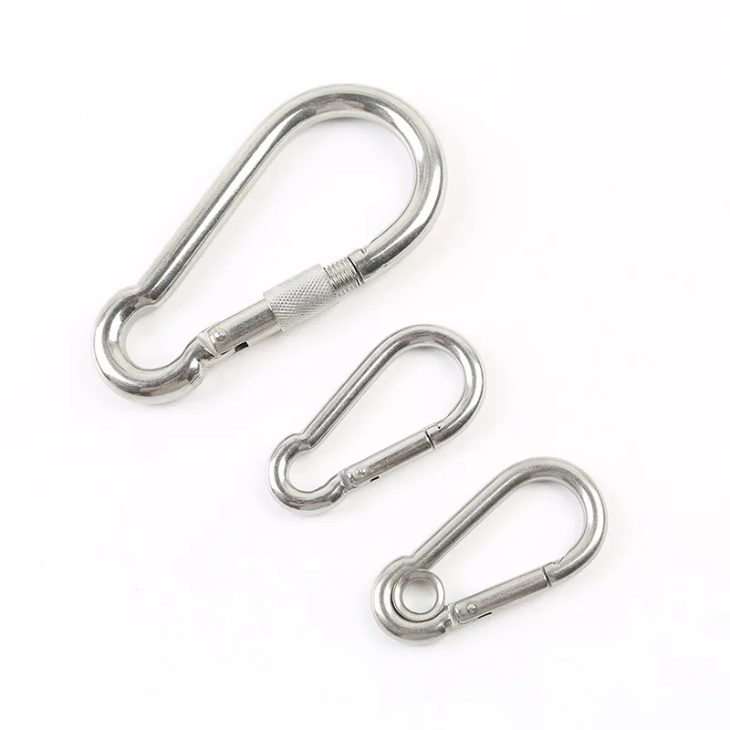 1PC Quick Link Carabiner Stainless Steel Spring Snap Hooks Chain Connection Buckle Outdoor Climbing Camping Hiking Metal Buckles