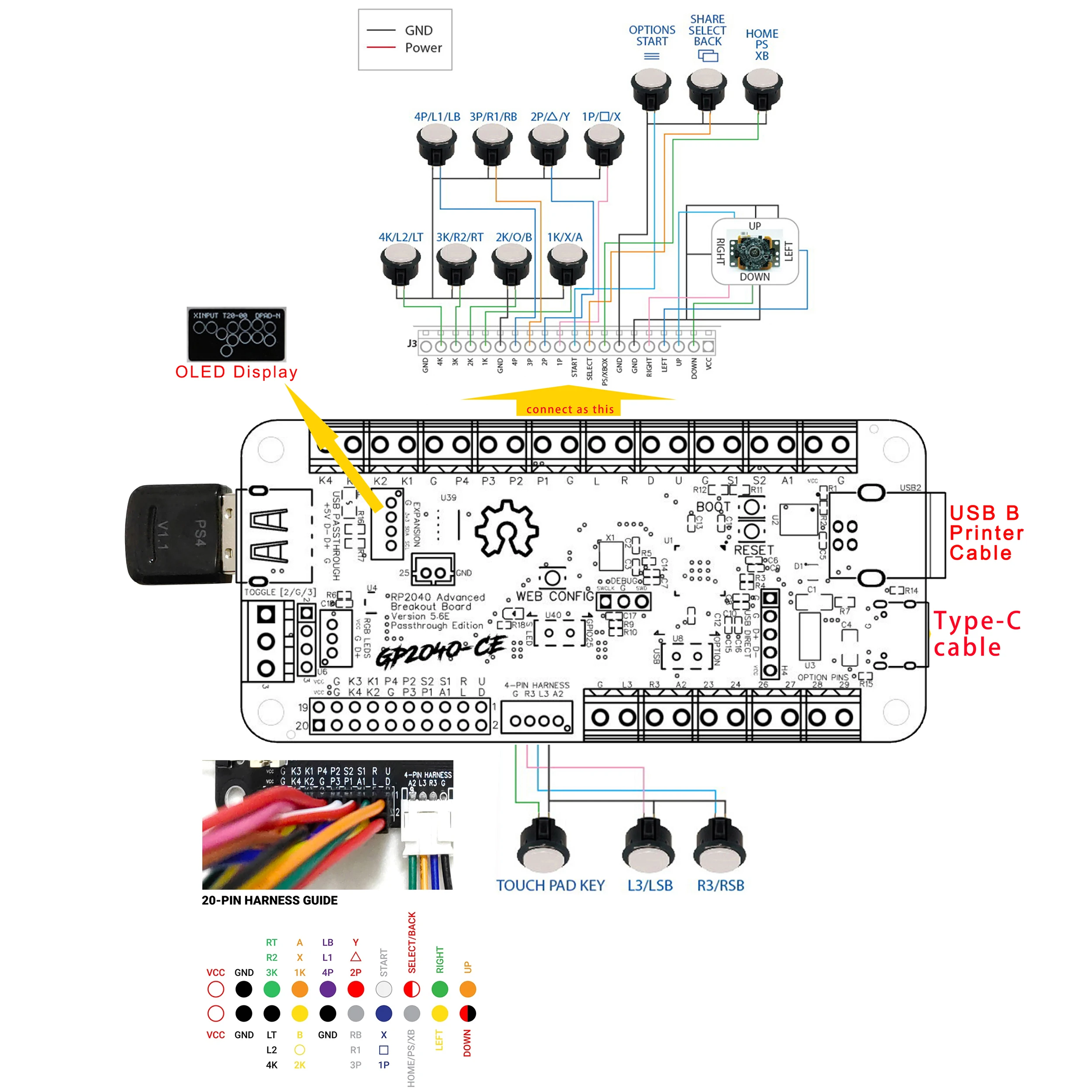 GP2040 RP2040 Fortschrittliches Breakout-Board USB-Passthrough-Fighting-Board für Arcade Hit Box DIY Fighting Stick Kompatibel mit PC PS4 – Detail 5