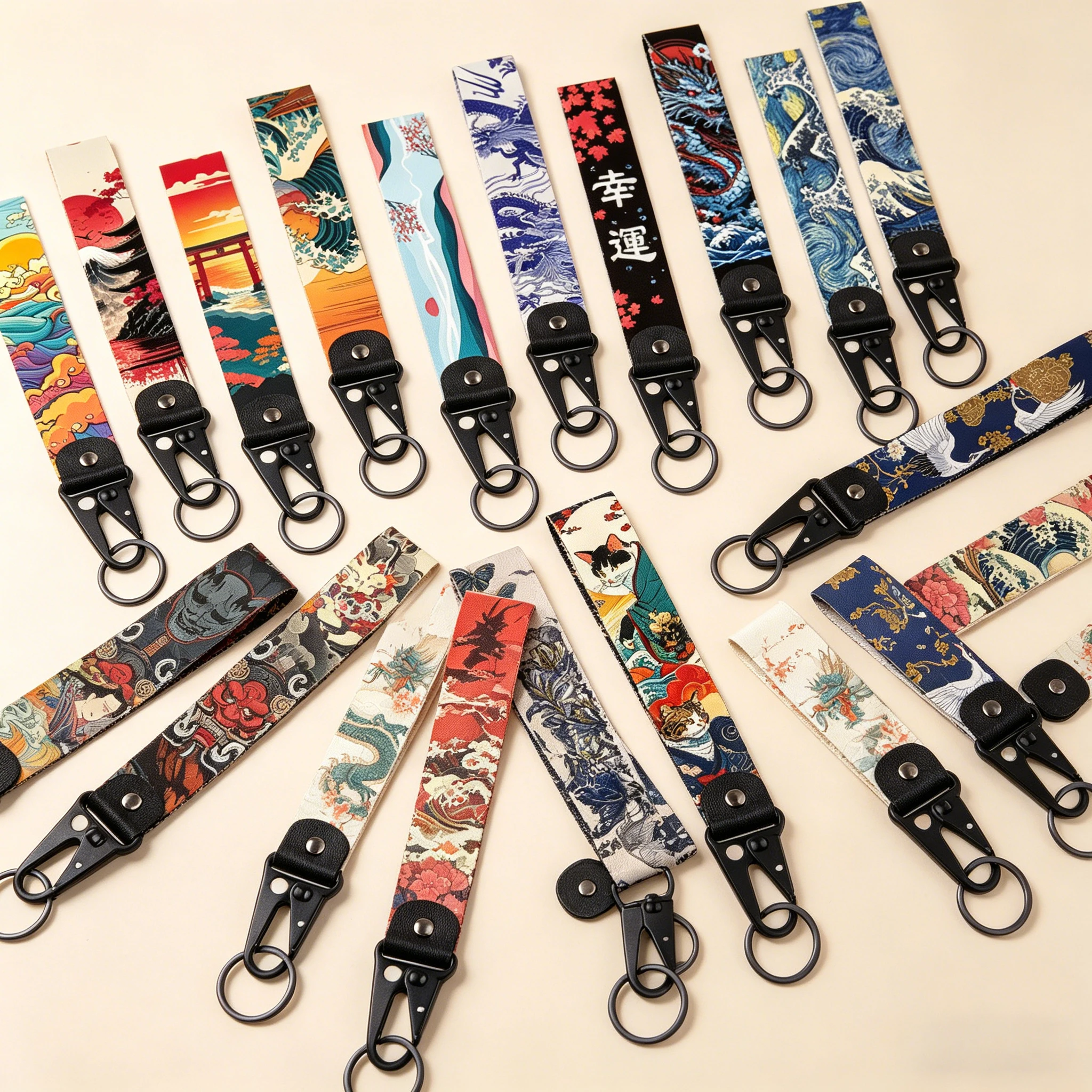 Llavero con diseño de Olas Japonesas, Dragón, Pico de Águila y Pez Koi, para Llaves de Motocicletas y Coches, Soporte para Tarjetas, Accesorios y Regalos
