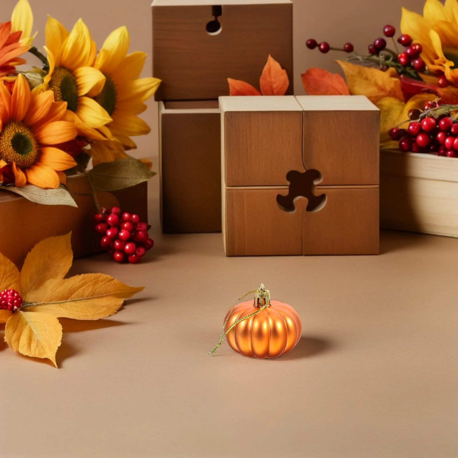 

24Pcs Small Plastic Pumpkins Hanging Ornaments Vibrant Colors Thanksgiving Halloween Fall Decor Orange