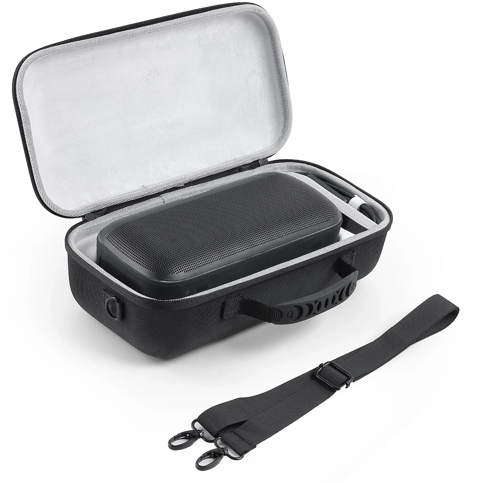 Draagbare EVA-opbergtas voor de Bose SoundLink Max-speaker, met harde beschermhoes, schouderriem en handvat, waterdicht en krasbestendig.