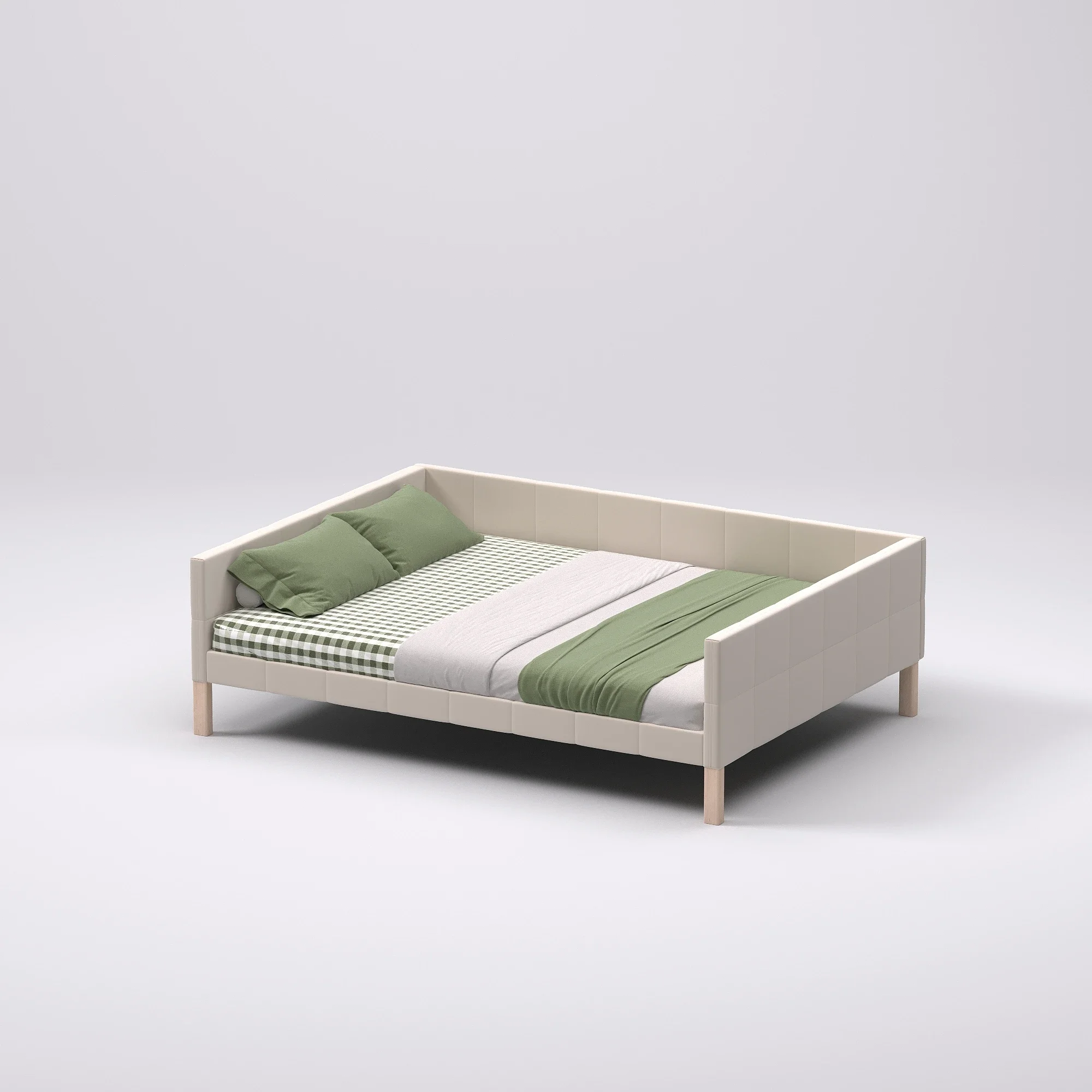 

Solid wood with guardrail soft bag bed
