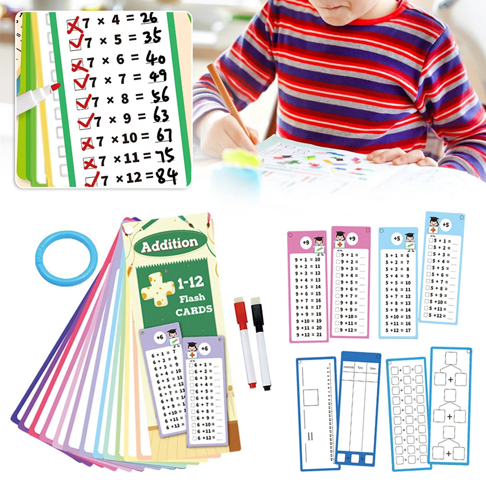 Tarjetas Flash de matemáticas para suma, resta, división de multiplicación, 1-12 tarjetas de mesa de suma/subtração/multiplicación/división
