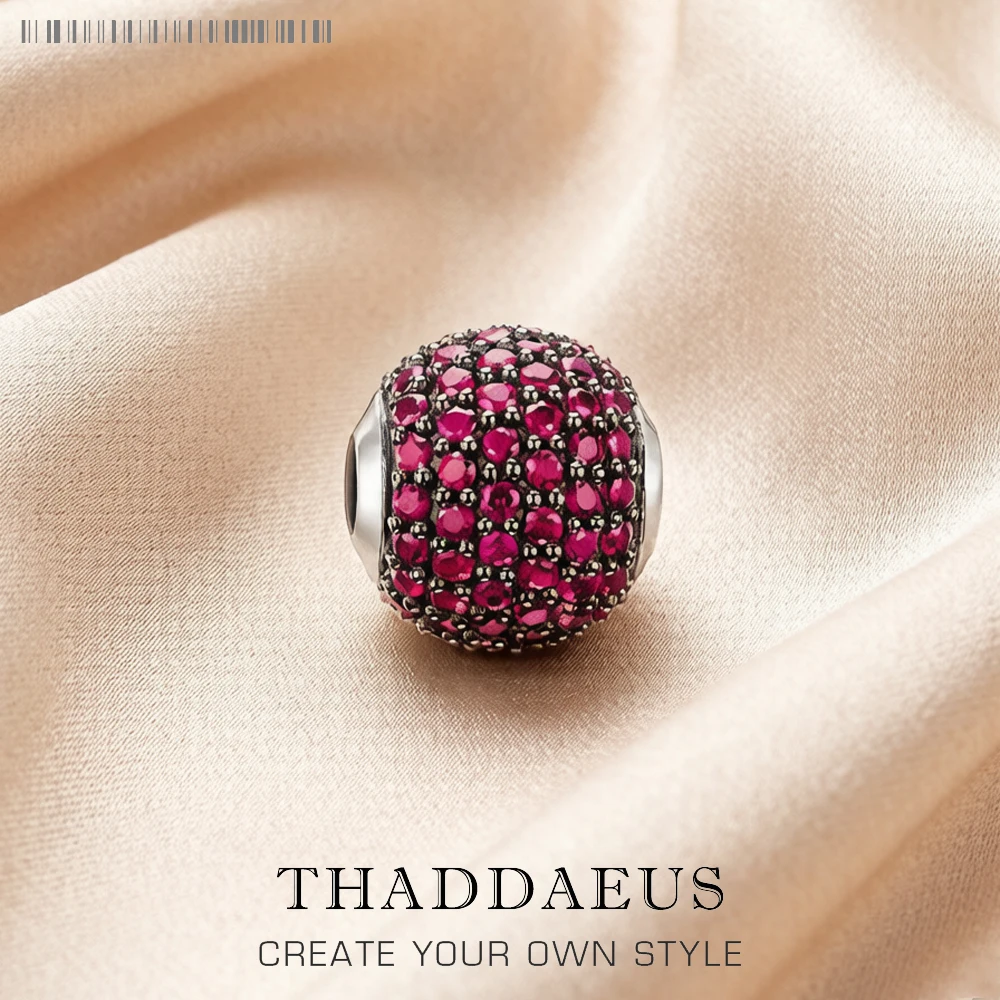 Beads Rose Color Stone Pave,925 Sterling Silver New DIY Romantic Jewelry Accessorie Gift For Women