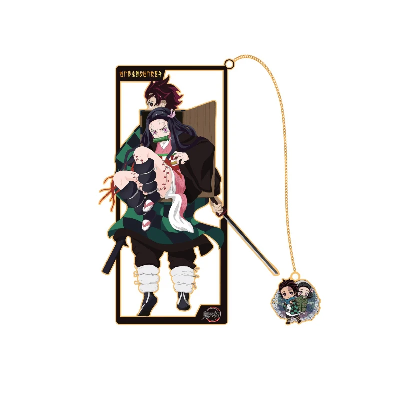 Nouveau Marque-page en métal Demon Slayer, cadeau de Cosplay Anime Tanjiro Nezuko Zenitsu, papeterie d'étude