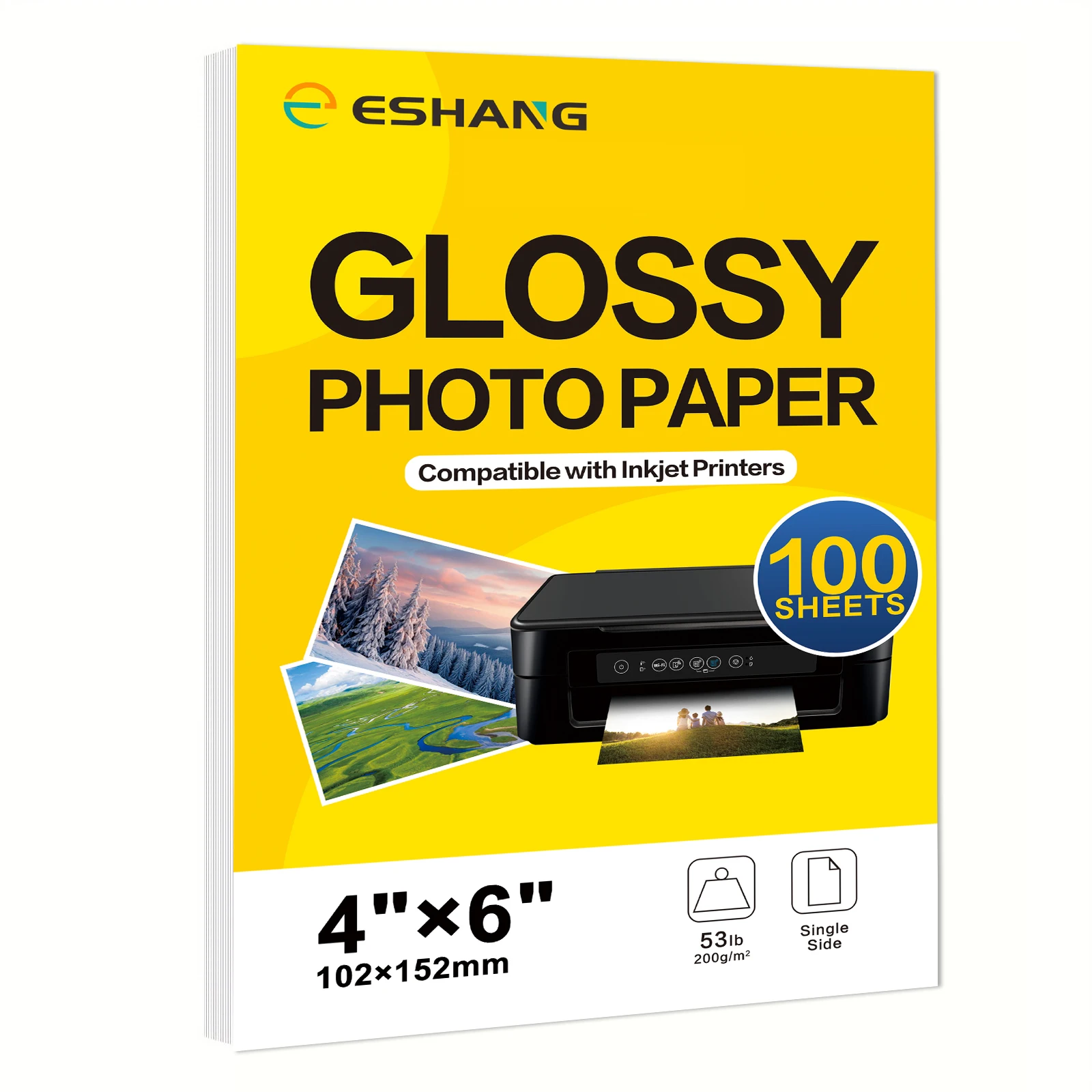 100 hojas de papel fotográfico brillante 3R/4R/5R/A4 para impresora de inyección de tinta, colores brillantes, adecuado para fotografía, familia, festivales