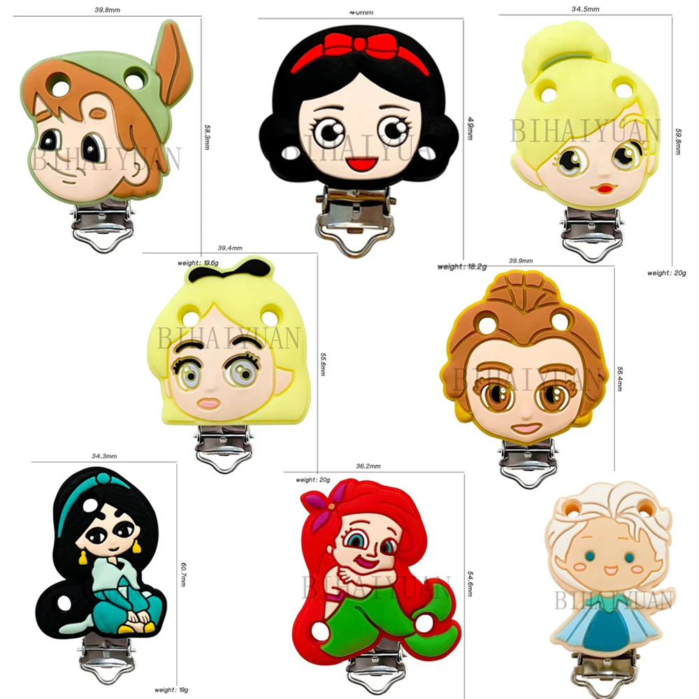 1pcs disney peter pan tinker bell princess Silicone clip Silicone Baby DIY Pacifier Chain Clips Toy Jewelry Accessories