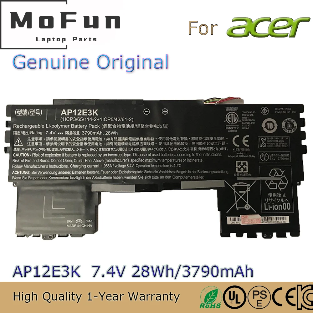 

Совершенно новый оригинальный AP12E3K 7,4 V 28Wh Аккумулятор для ноутбука Acer Aspire S7 S7-191 Ultrabook (11 дюймов) серии