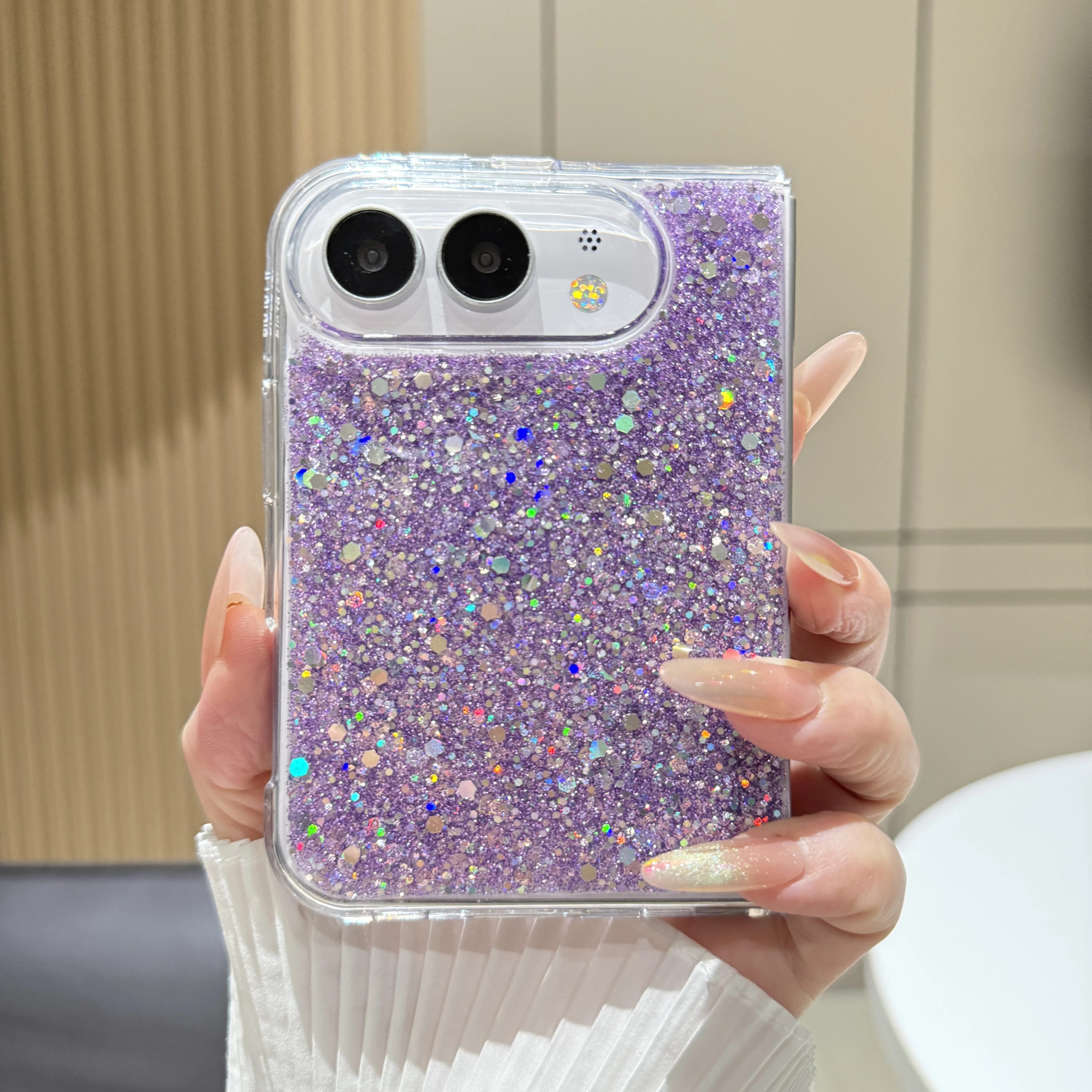 For iPhone Duo Case Skin-Friendly Ultra-thin Glitter Soft Silicone Shockproof Protection Back Cover Accessories For 18 Fold