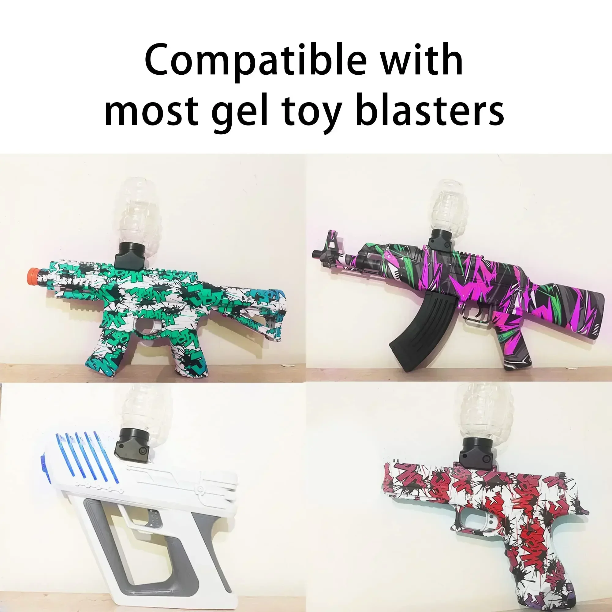 ボトルアダプター付きBGelボール弾、水鉄砲用詰め替え弾、無毒ウォーターゲルビーズおもちゃ、マジッククリスタル