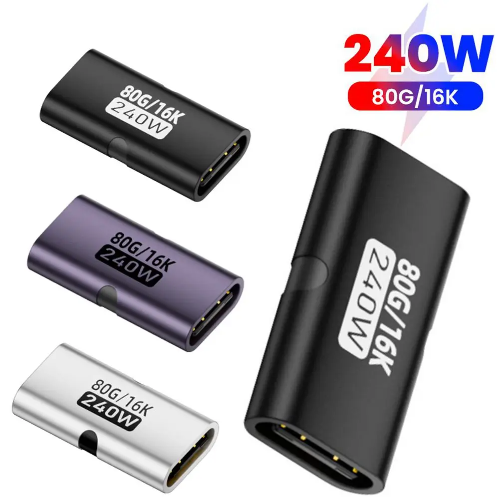 

PD 240W Fast Charging USB C Female to Type C Female Converter 80Gbps High-Speed USB C Data Adapter 16K@60Hz Video For Macbook