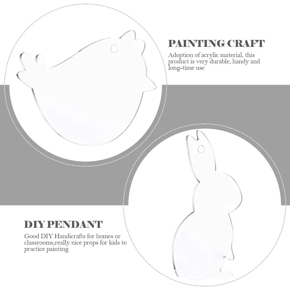 12Pcs Easter Acrylic Blank Boards for DIY Painting Pendant Crafting Easter Decor Hanging Eggs Carrots Bunnies Graffiti Drawing