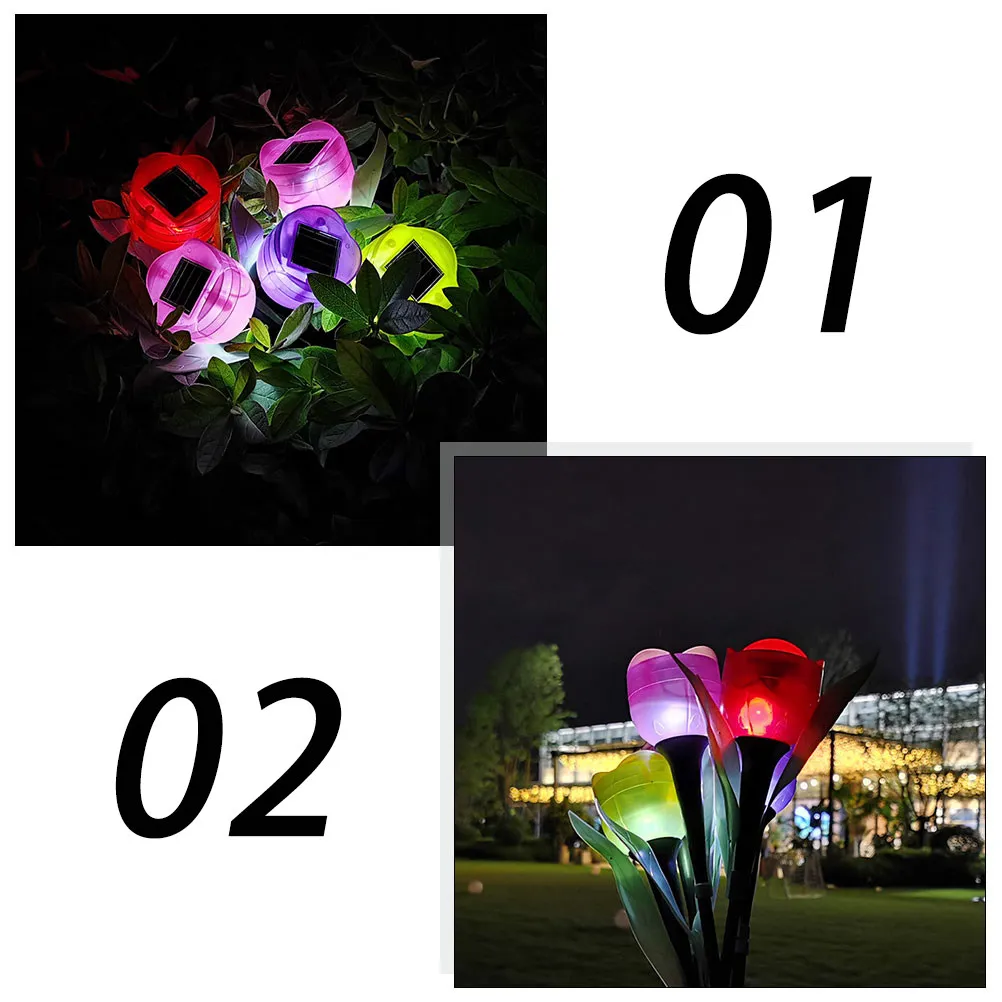 

5 шт. садовых светильников на солнечных батареях с дизайном тюльпана, водонепроницаемые, для двора, патио, заднего двора, ландшафтного освещения