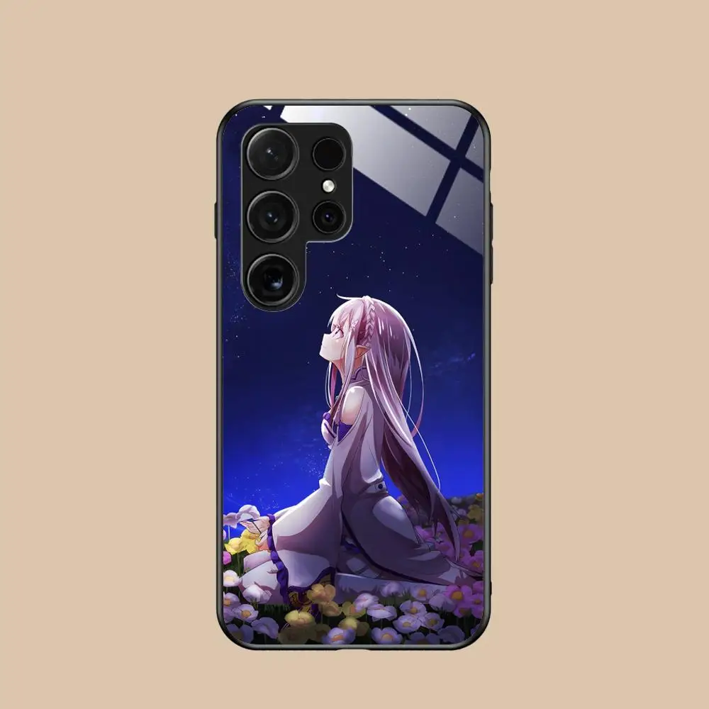 ReZero Emilia Waifu Mobile Phone Case for Samsung Galaxy A56 55 54 53 52 51 36 35 34 23 16 15 5G Glass Cover Luxury Pretty
