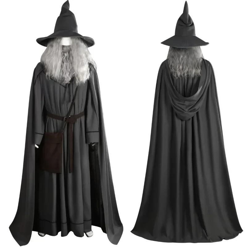 FC6New Arrival Gandalf Cosplay Costume Grey Costumes with Hat Wig Comic Con Deguisement Custom Size@FC8！