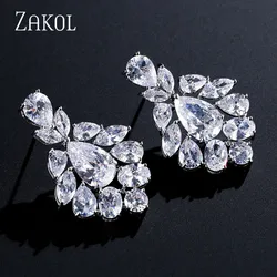 ZAKOL Elegant Cubic Zirconia Marquise Cut High Quality Water Drop Earrings for Women Wedding Dinner Party Gift Jewelry EP2190