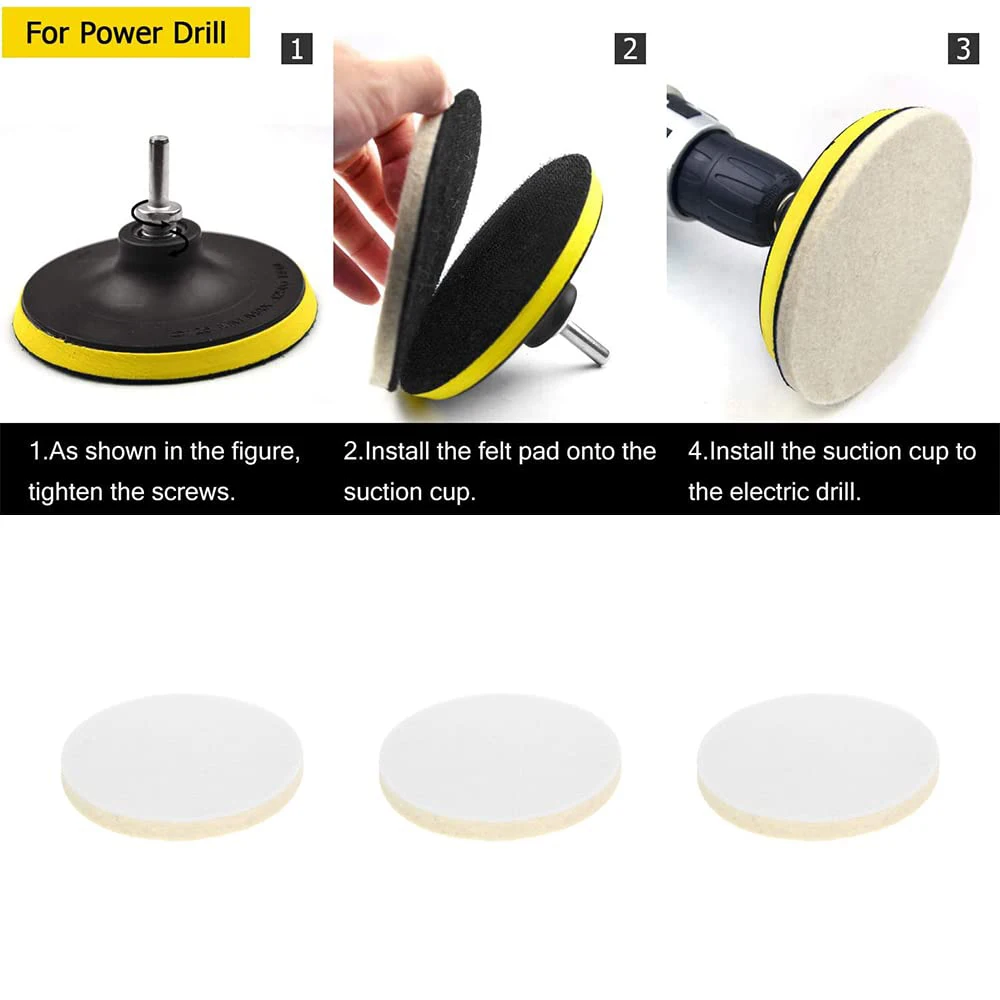 1/4Pcs Flocking Wool Felt ล้อขัด 100 มม.125 มม.ภาษาโปลิชคําล้อ Backing Pad สําหรับสแตนเลสแก้วภาษาโปลิชคําซ่อมรอยขีดข่วน