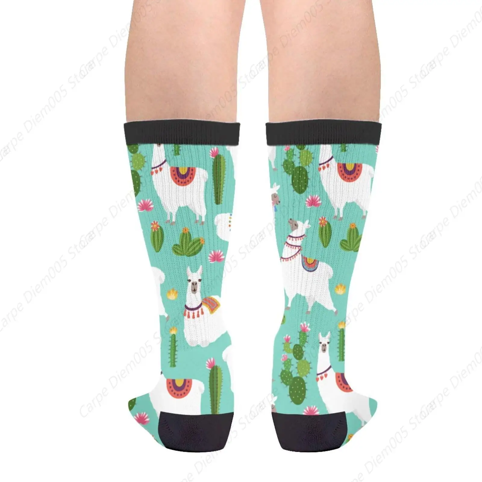 Alpaca Llama Novelty Crew Socks Dress Socks Casual Mid Calf Socks Funny Cute Socks For Women Men