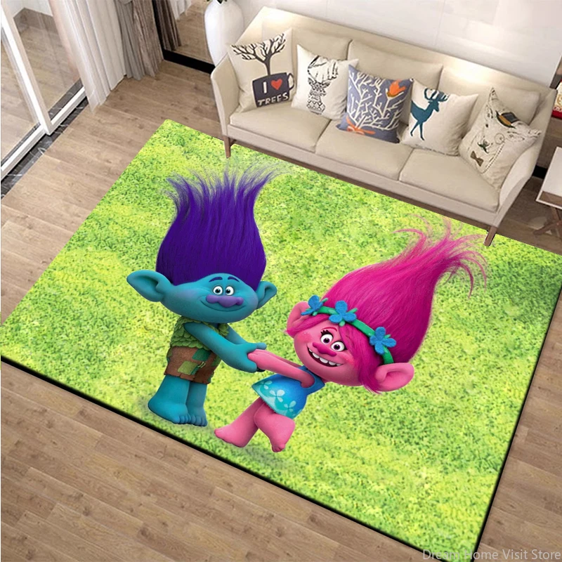 Disney Trolls Band Together Pattern Printed Large Area Rugs Carpet For Living Room Children's Bedroom Bathroom Anti-Slip Doormat