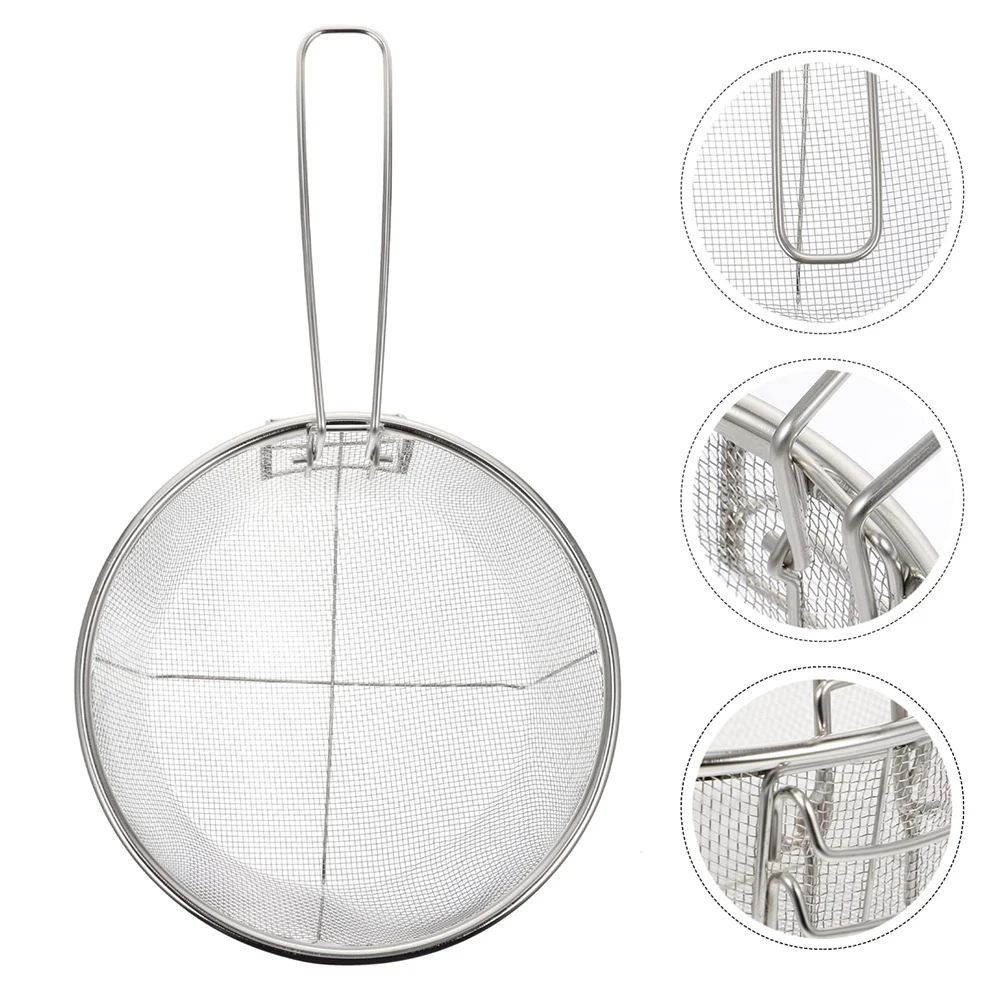 

20/23cm Stainless Steel Deep Fry Basket Round Wire Presentation With Detachable Handle For Fry Chicken, Fish,for French Fries