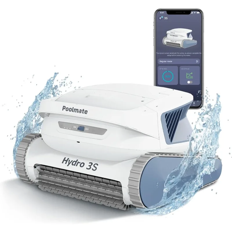 Hydro 3S Cordless Robotic Pool Vacuum for Inground Pools, 4 Cleaning Modes, App Control,300 Mins ECO Mode,Dual Centrifugal Pumps
