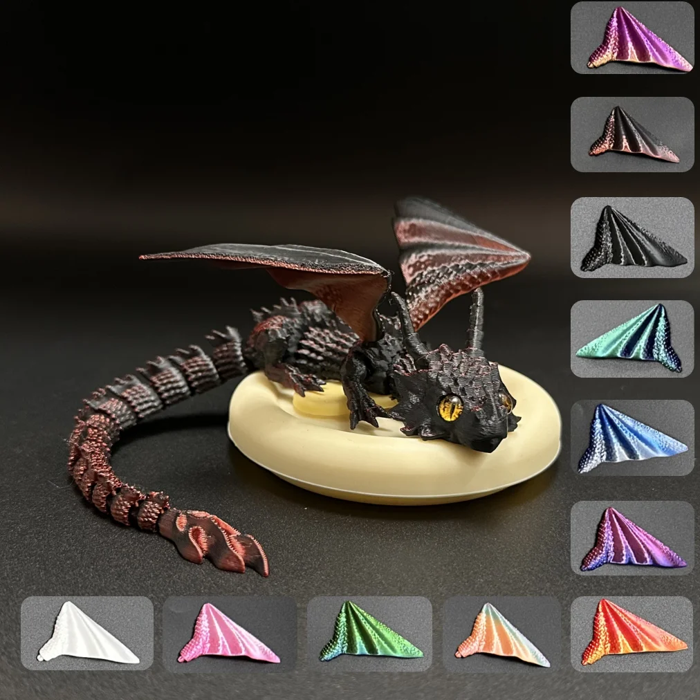 1pc 3D Printed Winged Carriage Dragon Figurine With Random Eyes, Ideal For Car Dashboard Art Deco, Resin Dragon Sculpture, Table