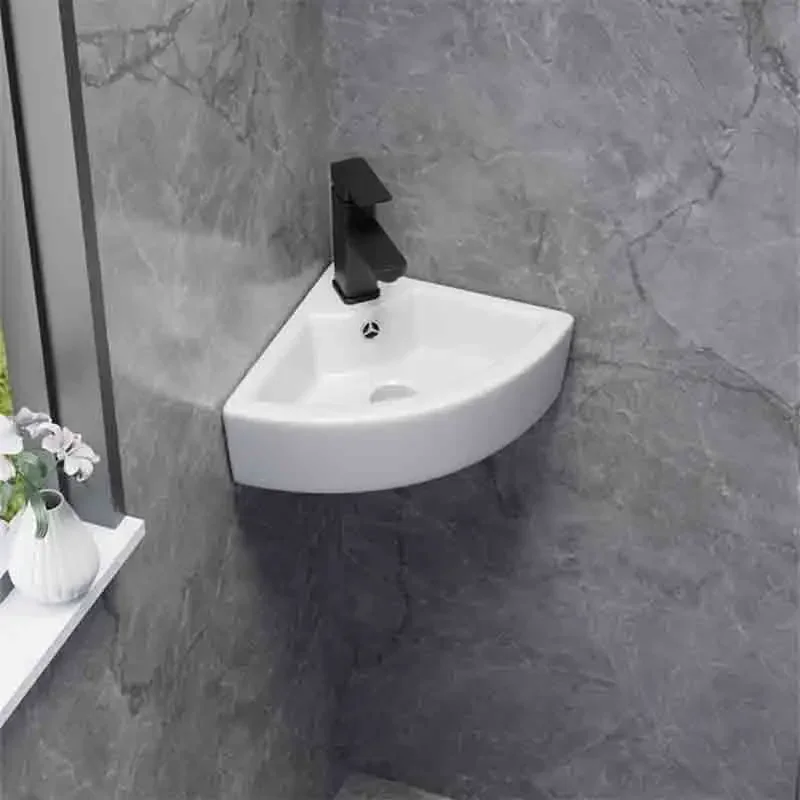 Triangle Basin Small Family Bathroom Washbasin Balcony Corner Mini Washbasin Wall-Hang Sink Corner Basin With Drain Faucet