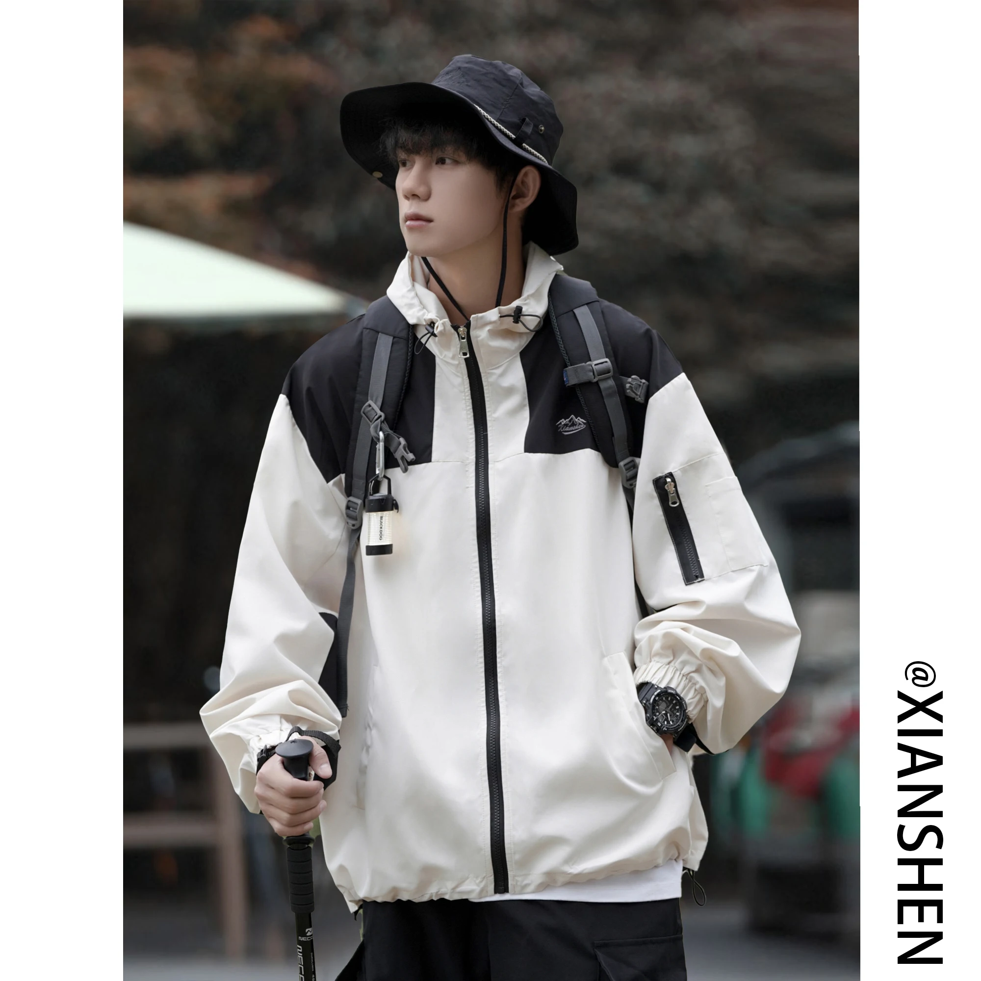 

Мужская ветрозащитная и водонепроницаемая рабочая куртка для активного отдыха, свободного кроя, в американском функциональном стиле, весна-осень, модный бренд