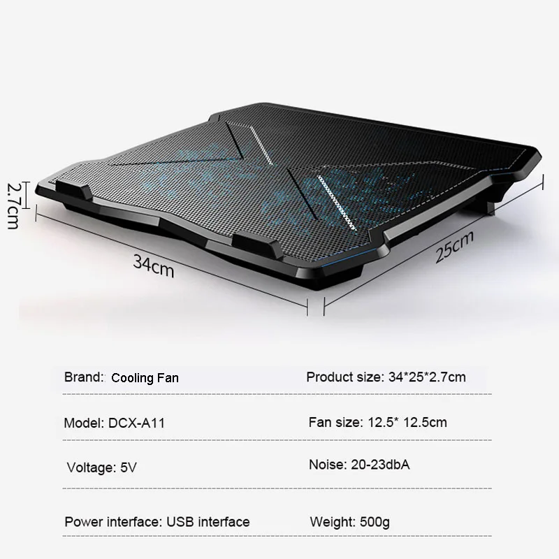 Cooler Fan Notebook Radiator Air Laptop Cooler With 2 Fans Two USB 1600RPM Gaming Laptop Stand Computer Cooler Base Mute Cooling