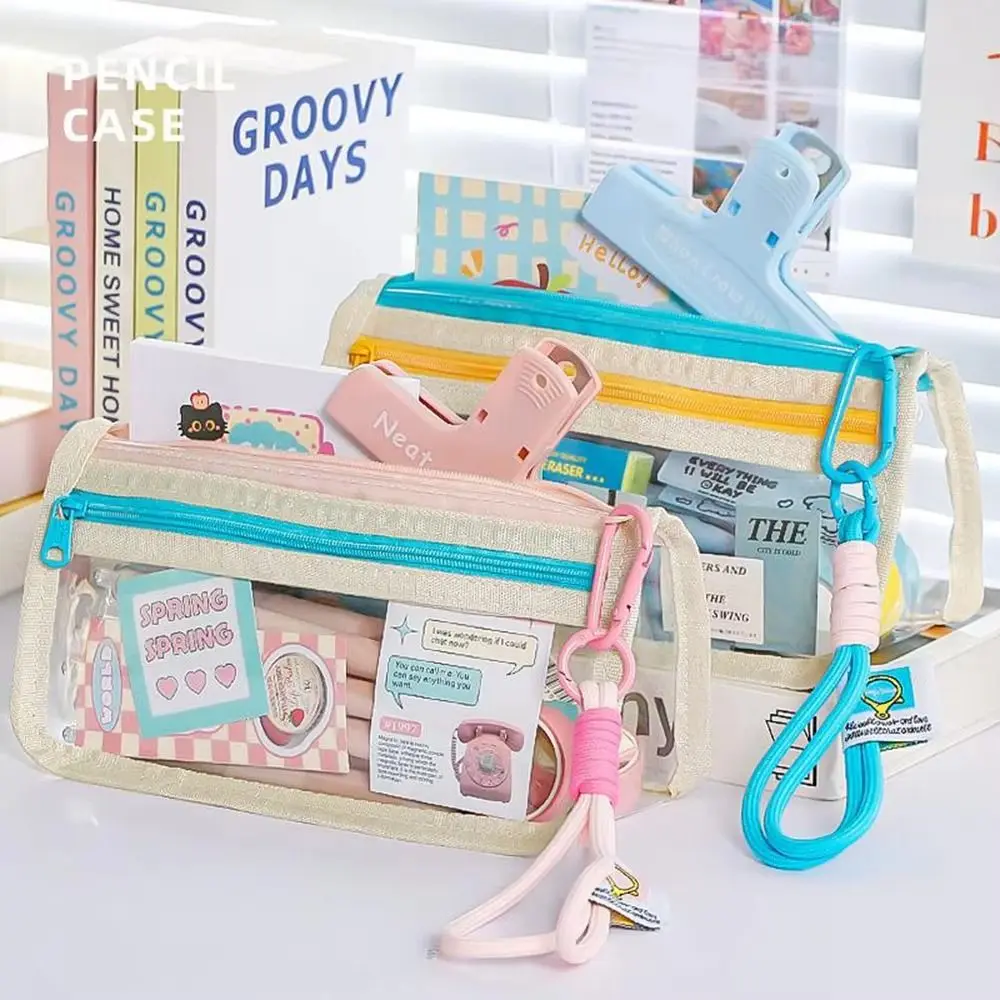 

Detachable Large Capacity Pencil Case Portable Transparent Stationery Pen Bag Aesthetic Ins Style Cosmetic Storage Bag