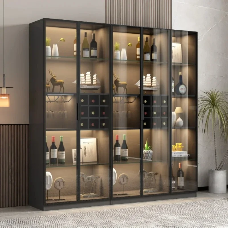 New Wooden Display Wine Cabinets Liquor Luxury Wall Storage   Modern Glass Botellero Vino European Furniture