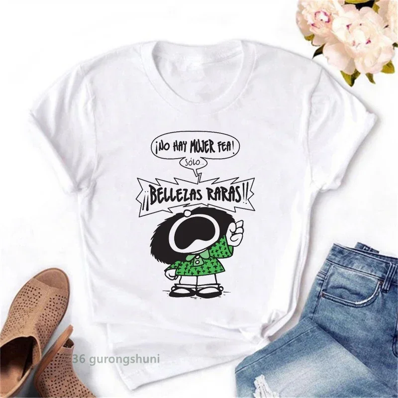 Cute cartoon Mafalda t-shirt women Harajuku alphabet print short sleeve women t shirt fashion Kawaii casual shirt femme tee tops