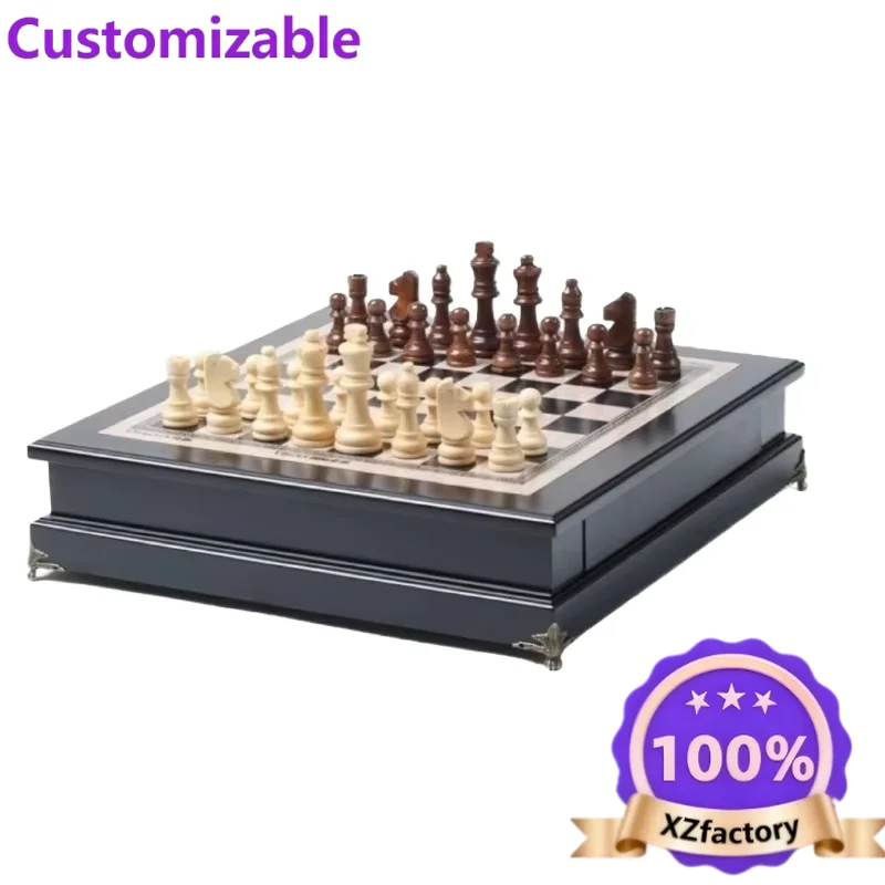 Factory Direct 2026 High-end solid wood adult chess set children's large convex window sill acrylic small outdoor game board
