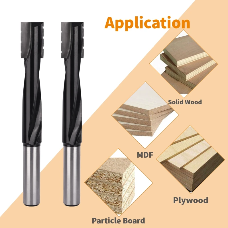 YUSUN 12MM Shank Spiral Cleaning Bottom Bit Router Bit Woodworking Milling Cutter For Wood Bit Face Mill Carbide Cutter End Mil