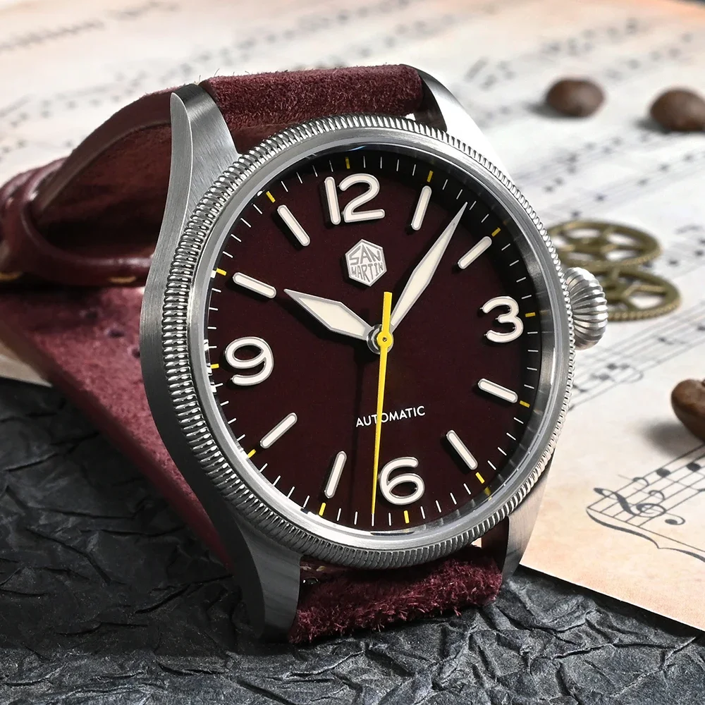San Martin SN033 Watch 38.5mm Original Design Carved Coin Bezel