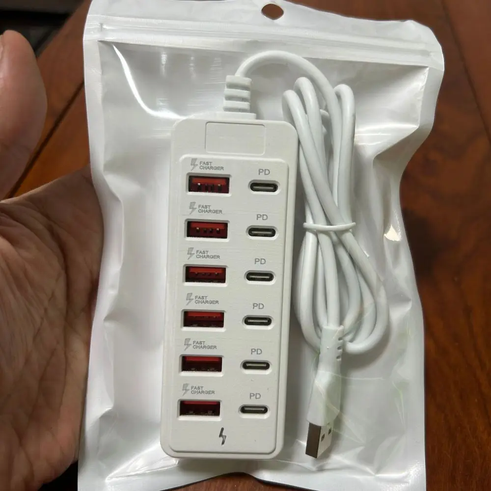 Universal 12 In 1 Usb Docking Station Adapter 6 USB A 6 Type C Ports Data Transfer Charger Cable For Office Desktop Use