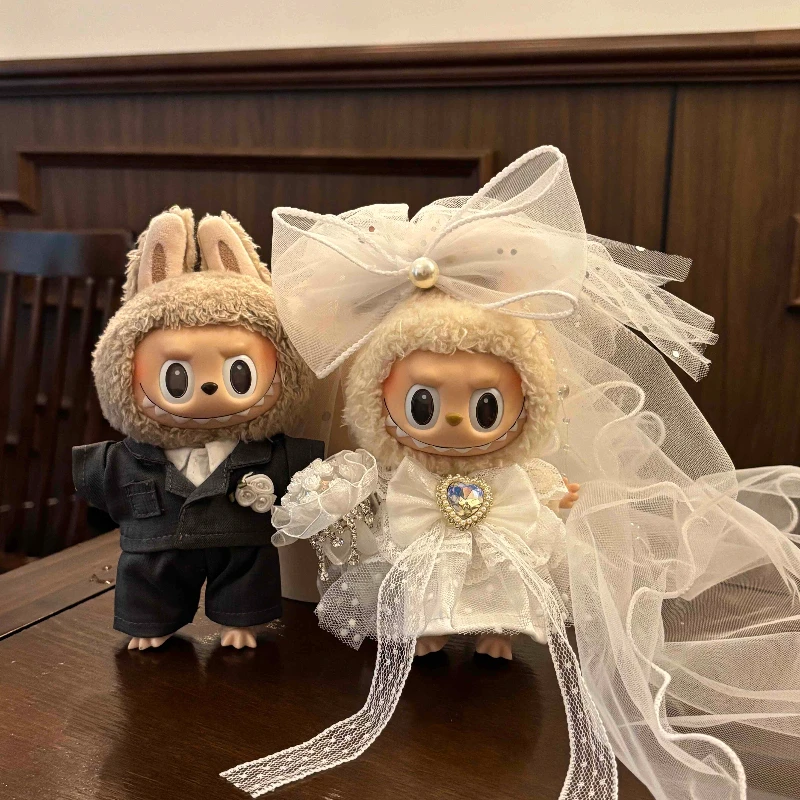 

For Labubu 17cm Baby Clothes Wedding Doll Dress Up Theme Baby Clothes Wedding Dress Suit V1 V2 V3 Universal Wedding Gift