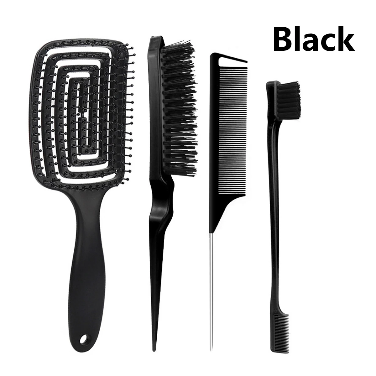 

4 шт., антистатические щетки для бровей с хвостиком, полые головки кистей, эластичная массажная расческа, набор для укладки волос, специально для париков из натуральных волос