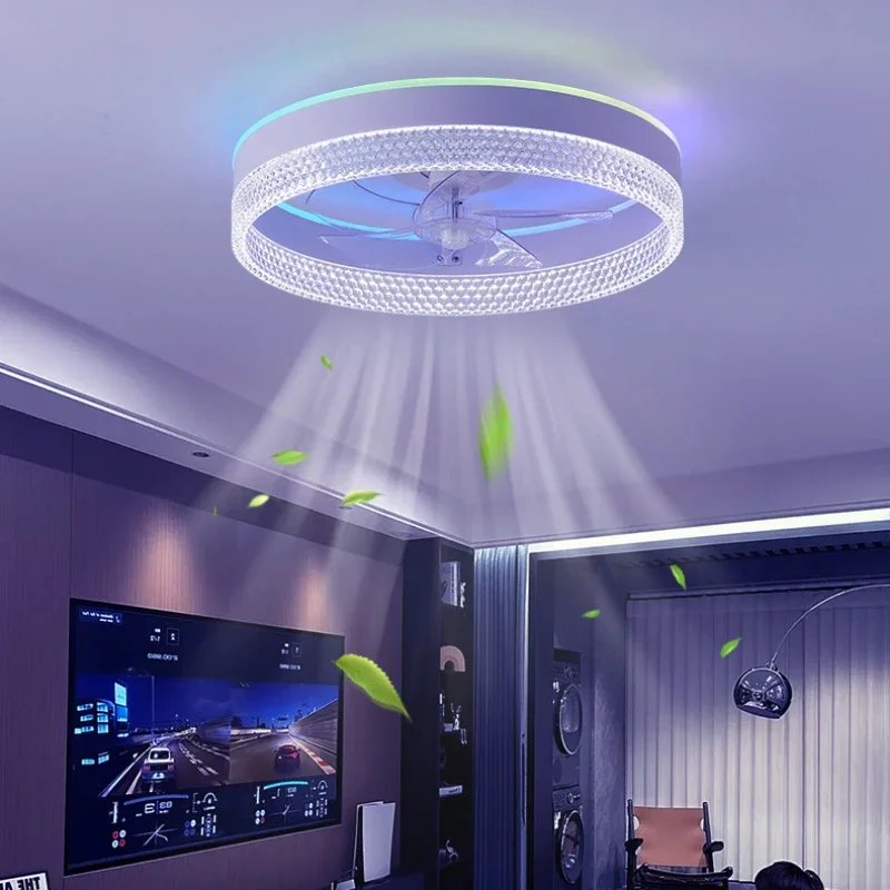 LED Ceiling Fans with Lights RGB Magic Remote Dimming Living Room Decor Atmosphere Light Home Fans for Large Room Lamp Fixture