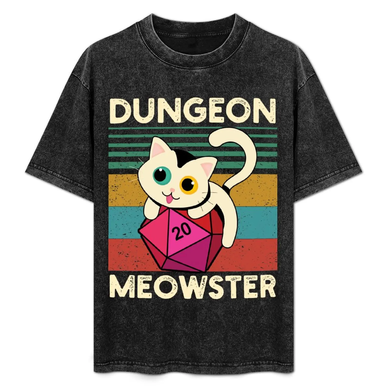 Dungeon Meowster Funny DnD Tabletop Gamer Cat D20 T-Shirt Durable Work Wear T-Shirt