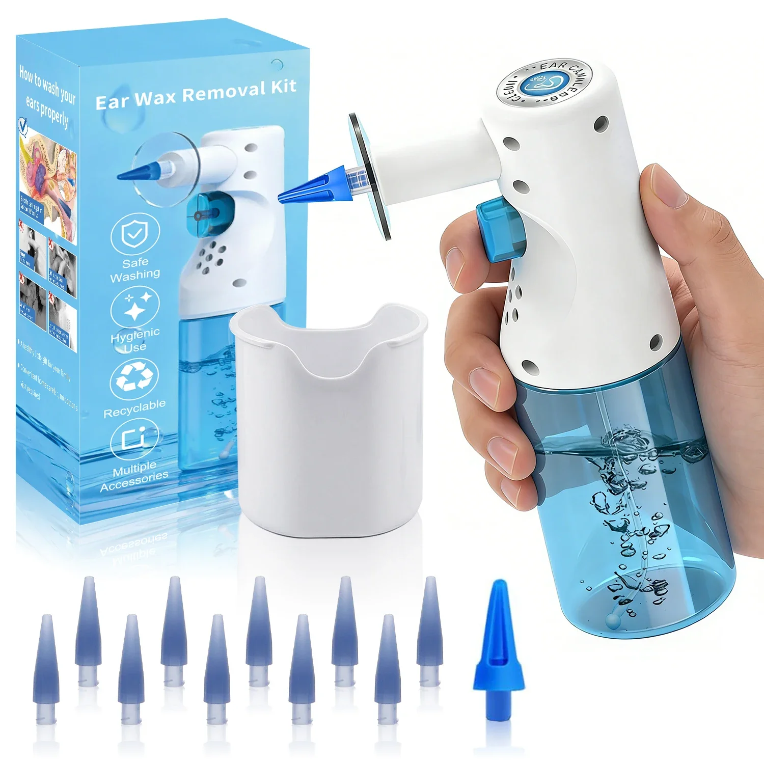 11Pcs Ear Wax Removal Kit - Gentle Manual Irrigation Safe Ear Cleaner for Adults, All Necessary Tools, Birthday Gift for Family