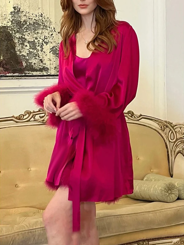 fensee-camison-de-saten-sexy-con-tirantes-en-v-conjunto-de-ropa-para-el-hogar-traje-para-casa-traje-largo-de-verano-bata-de-manana-esponjosa-con-cinturon