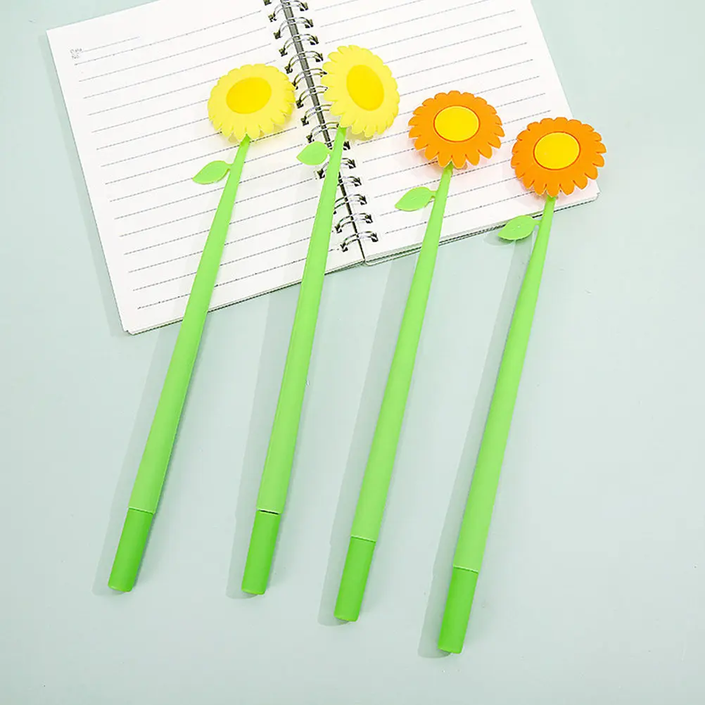 2Pcs Creative Sunflower Shaped Ink Pens Fine Point Gel Pens for Students School Office Writing Stationery Portable Fun