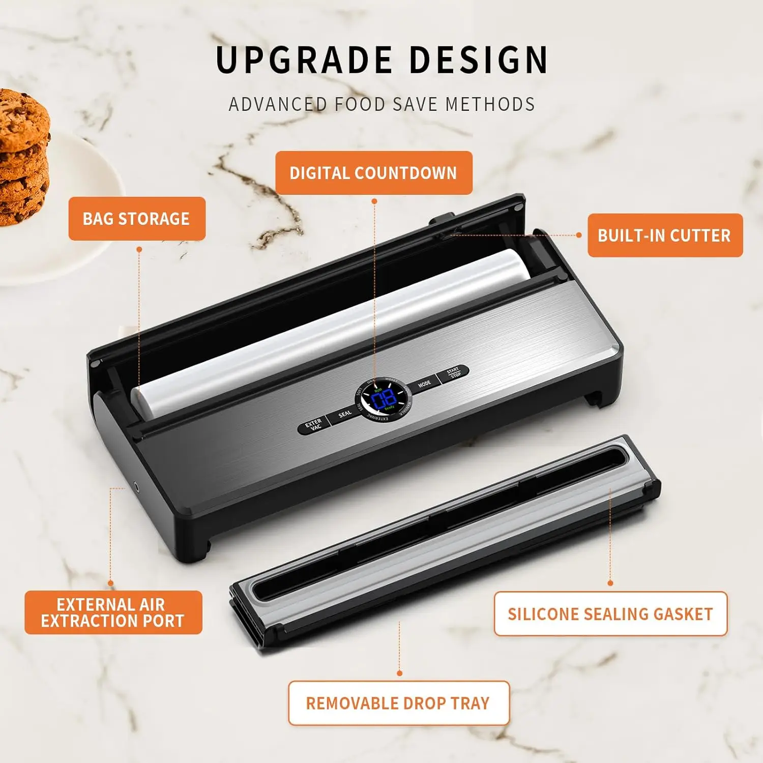 Wallepac 85KPA Home Electric Food Saver Vacuum Sealer Machine Plastic for Household RV Car Garage Use Manufactured Professional