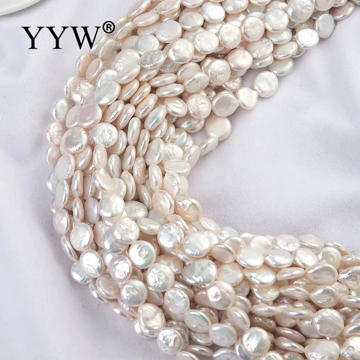 

12-13mm High Quality Cultured Coin Freshwater Pearl Beads White Loose Pearl for DIY Jewelry Making Supplies Women Necklace